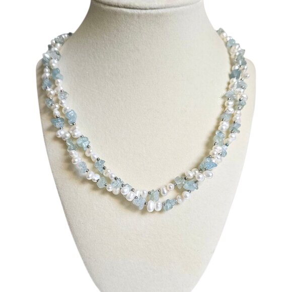 Handmade Jewelry - Genuine Aquamarine and Pearl Combo